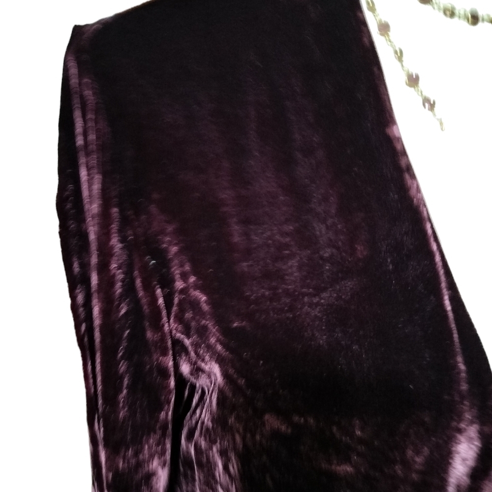 2242)Eileen Fisher Deep Burgundy Single Button Silk Blend Velvet Cardigan Size L - Picture 6 of 8